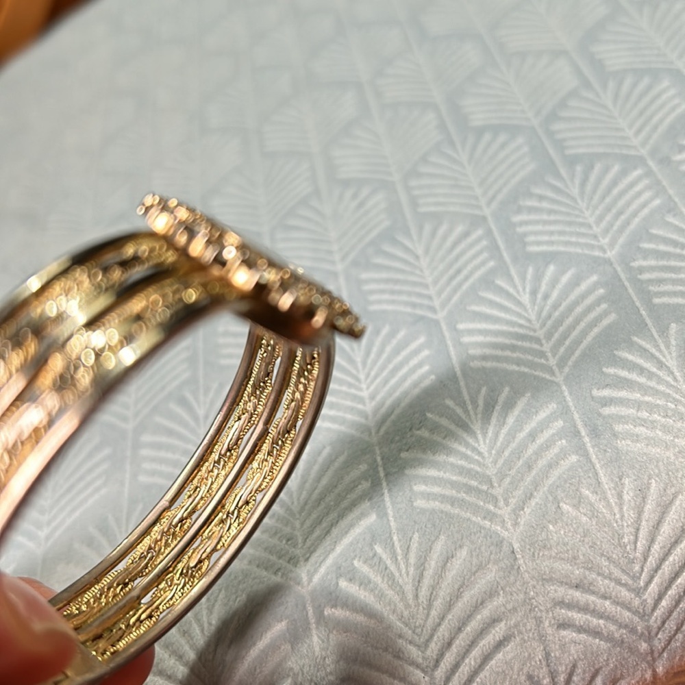 Kristine stainless steel back gold braided bracelet cuff watch - Picture 12 of 16